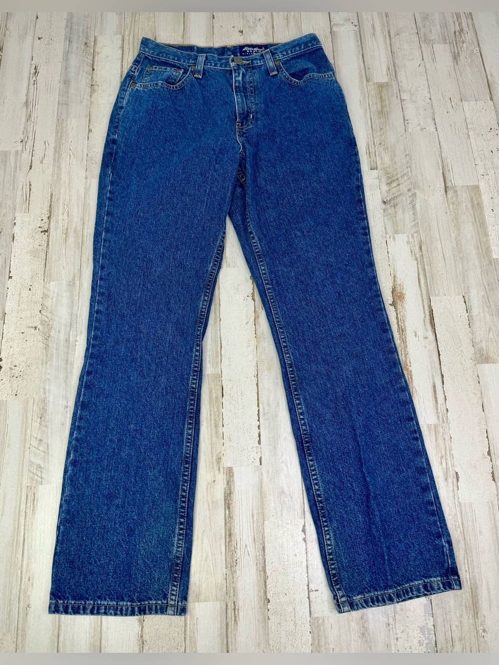 Eddie Bauer Womens Blue Jeans 4 (27x29) Petite Straight Leg High Rise